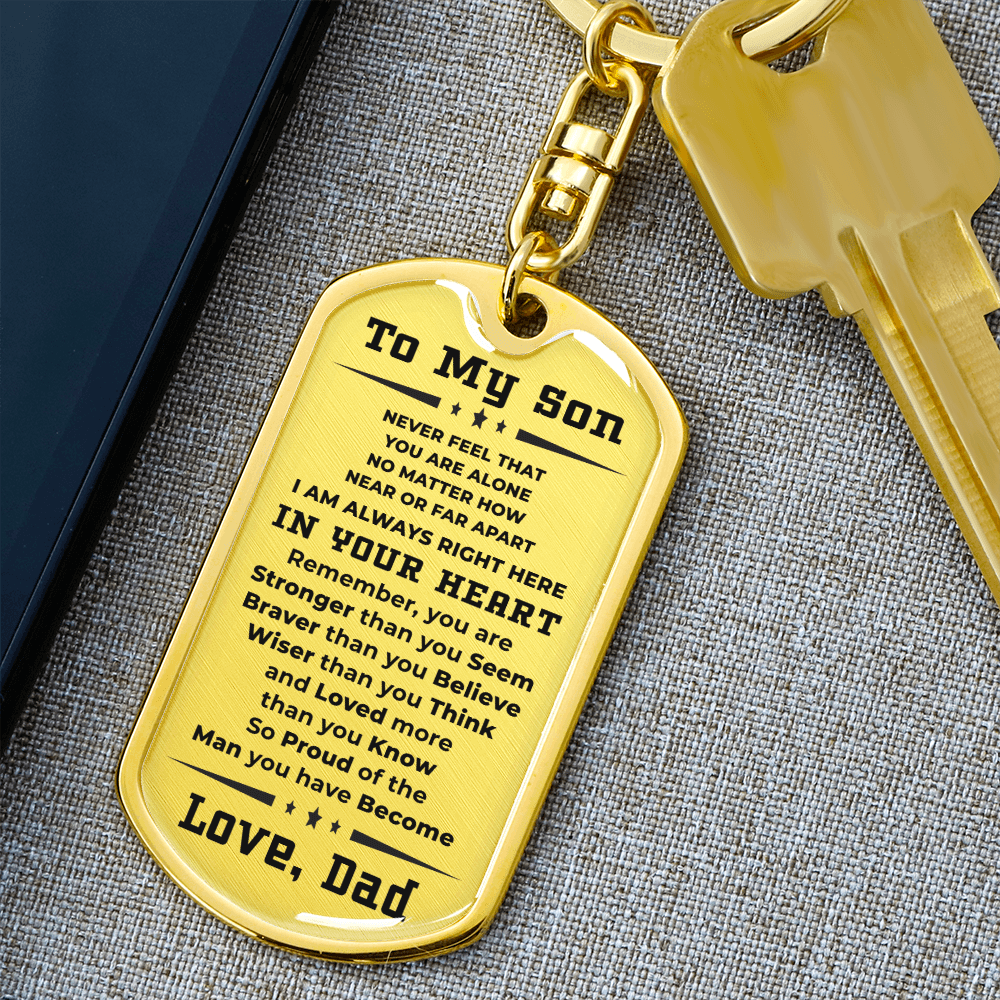 To My Son Proud of the Man You Have Become Love Dad Keychain - Mallard Moon Gift Shop
