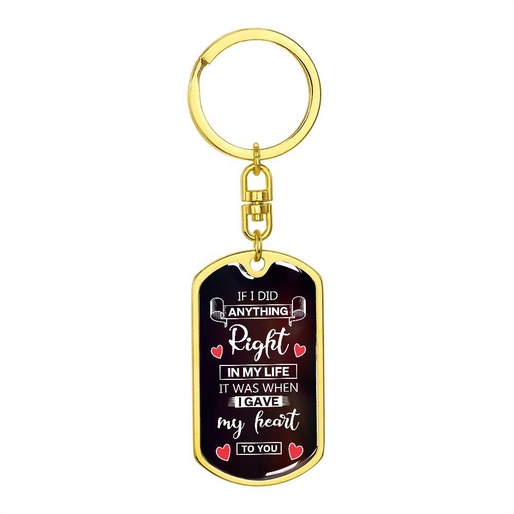 To My Soulmate I Gave My Heart To You Graphic Keychain with Optional Engraved Back - Mallard Moon Gift Shop