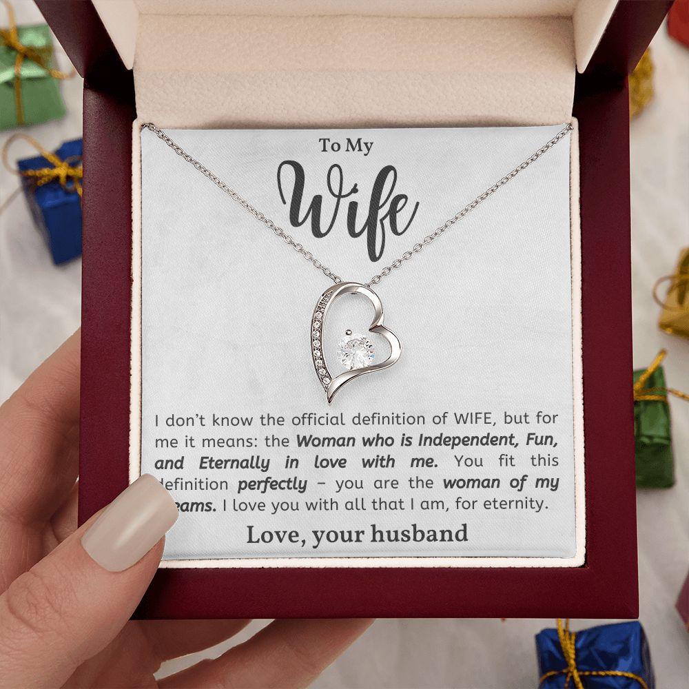 To My Wife - Woman of My Dreams - Forever Love Heart Pendant Necklace - Mallard Moon Gift Shop