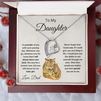 To My Daughter Love Proud Dad Heart Pendant Necklace - Mallard Moon Gift Shop