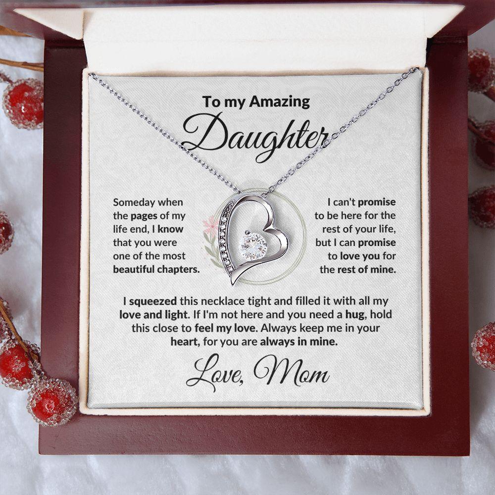 To My Amazing Daughter - I Promise - Forever Love Heart Necklace with Message Card and Gift Box - Mallard Moon Gift Shop