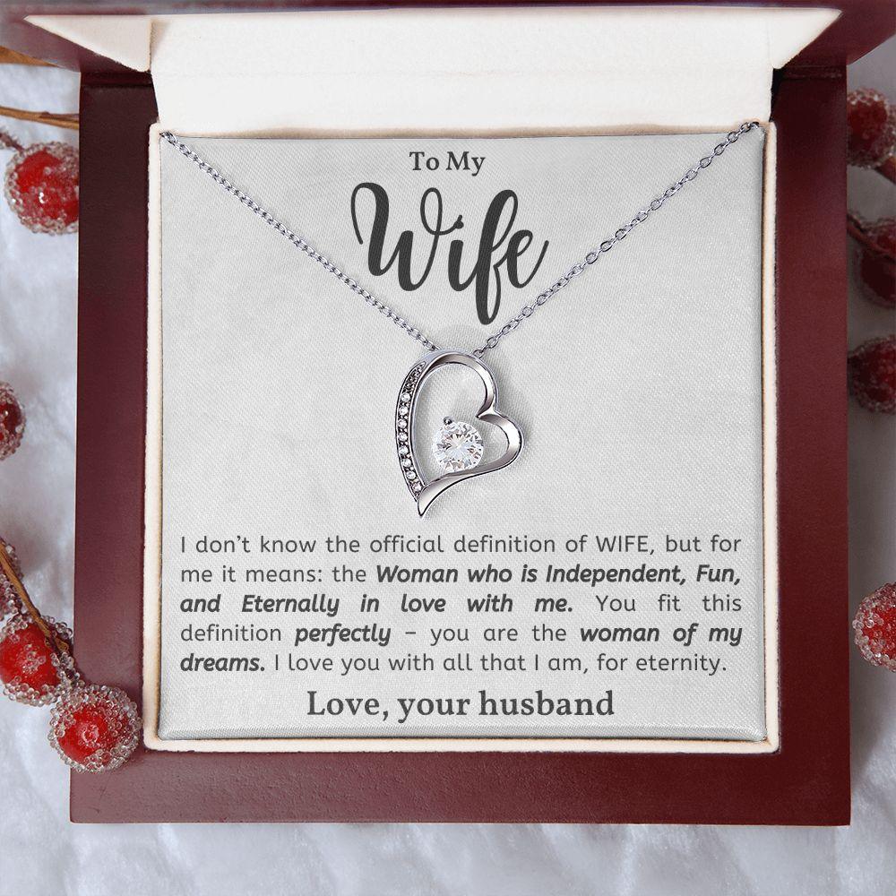 To My Wife - Woman of My Dreams - Forever Love Heart Pendant Necklace - Mallard Moon Gift Shop