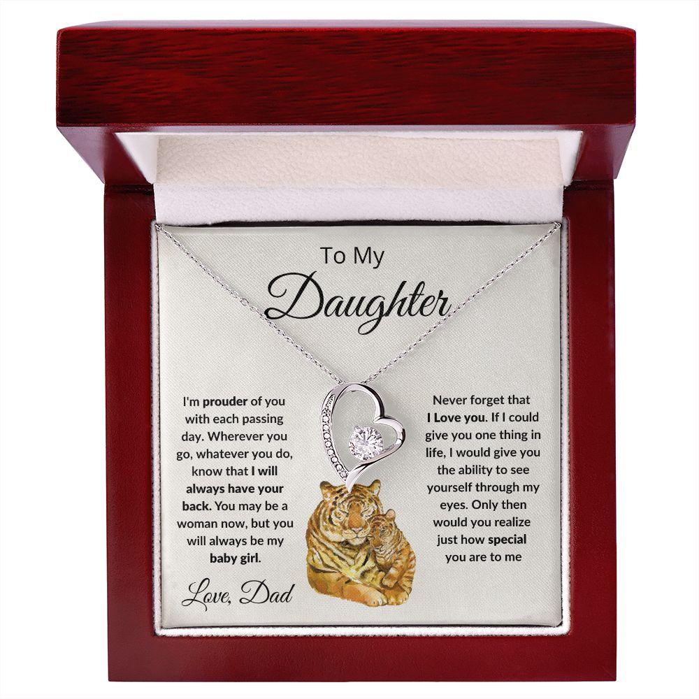 To My Daughter Love Proud Dad Heart Pendant Necklace - Mallard Moon Gift Shop