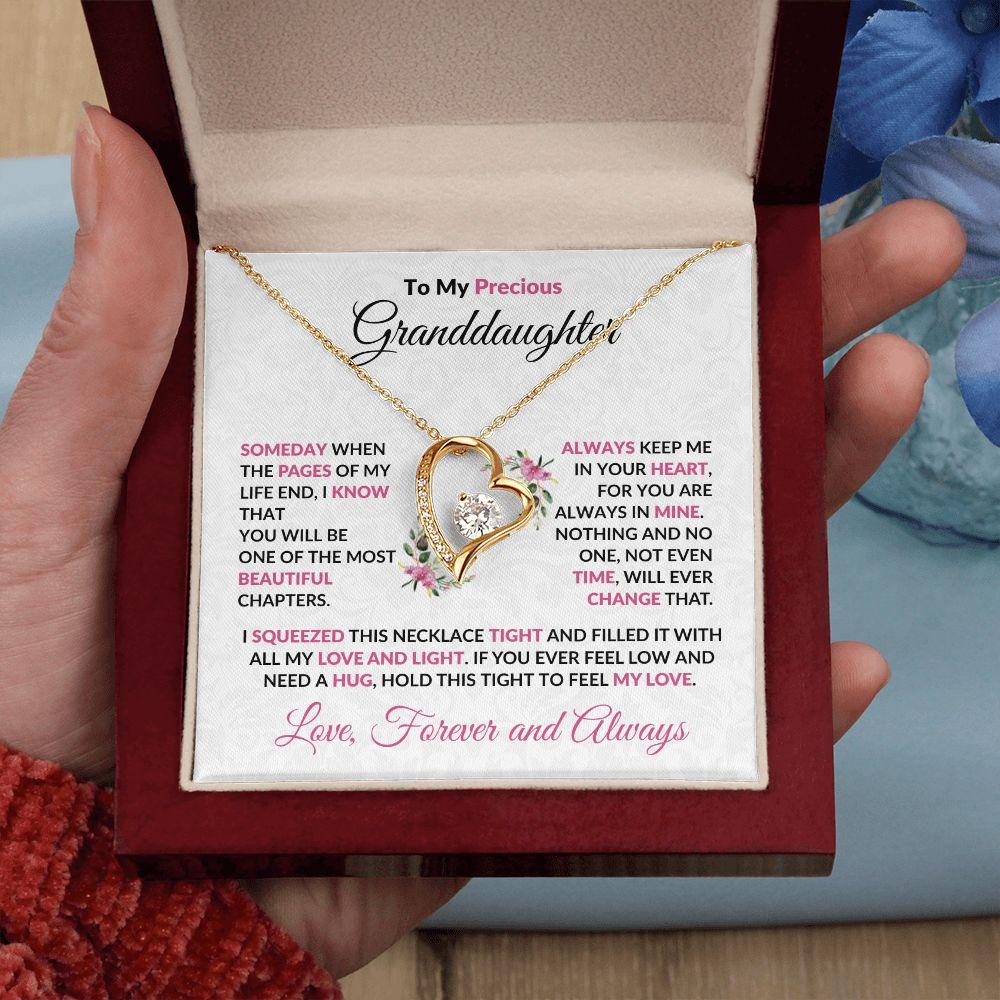 To My Precious Granddaughter Forever Love Heart Pendant Necklace - Mallard Moon Gift Shop