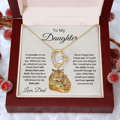 To My Daughter Love Proud Dad Heart Pendant Necklace - Mallard Moon Gift Shop
