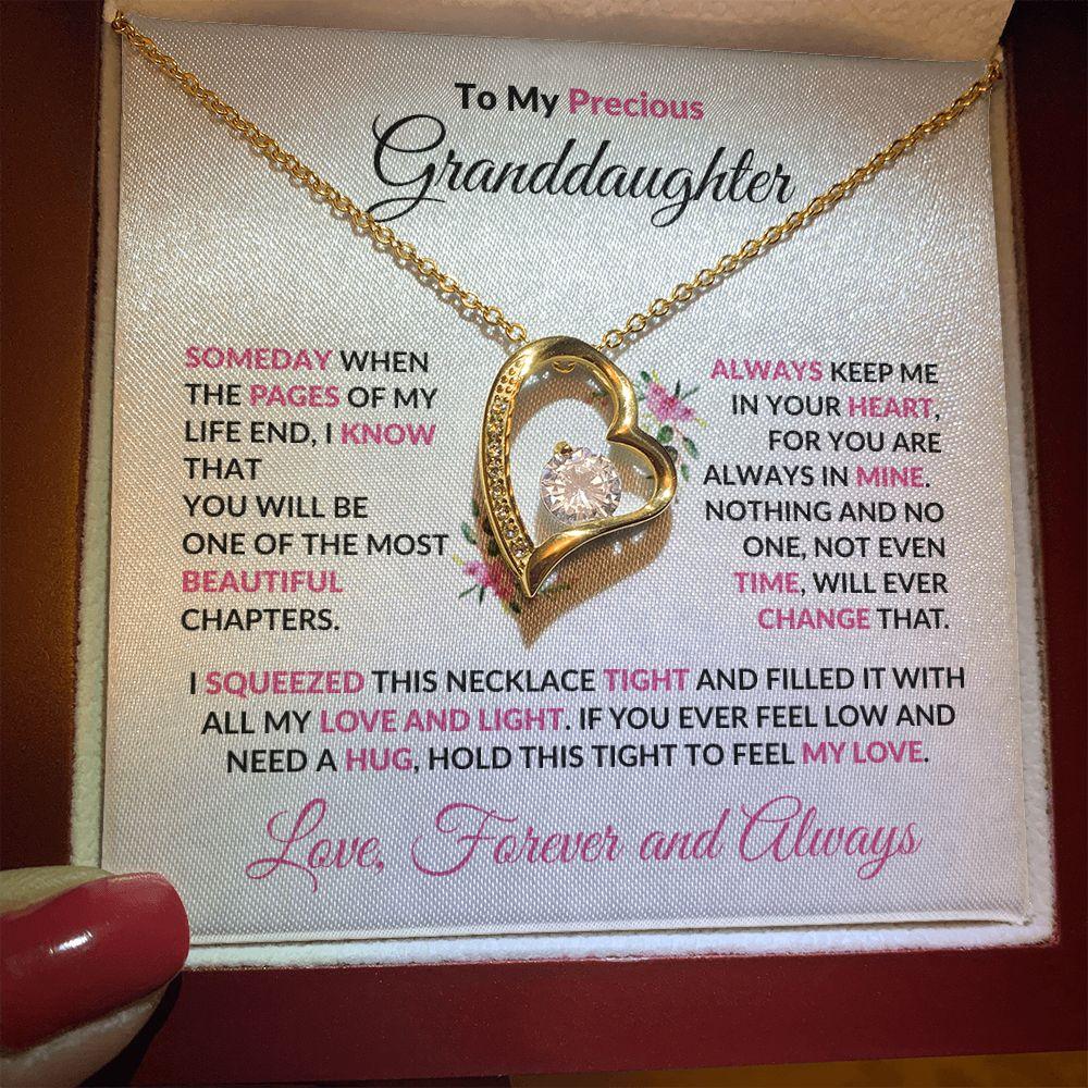 To My Precious Granddaughter Forever Love Heart Pendant Necklace - Mallard Moon Gift Shop