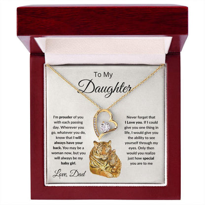 To My Daughter Love Proud Dad Heart Pendant Necklace - Mallard Moon Gift Shop
