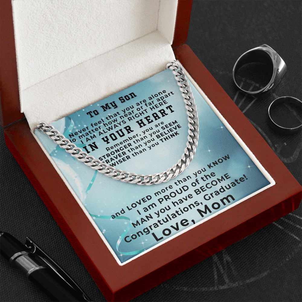 Graduation Gift for Son from Mom Short Thick Chain Necklace - Mallard Moon Gift Shop
