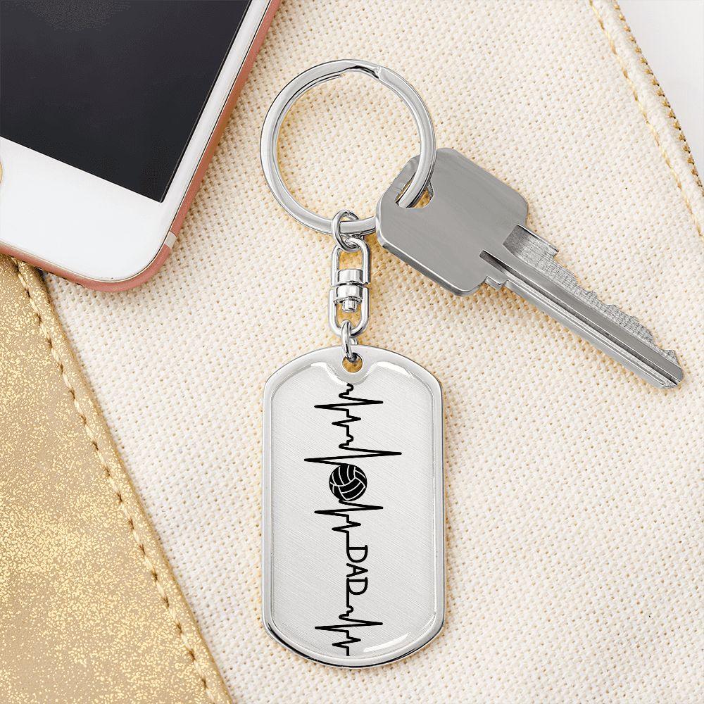 Volleyball Dad Personalized Engraved Dog Tag Keychain - Mallard Moon Gift Shop