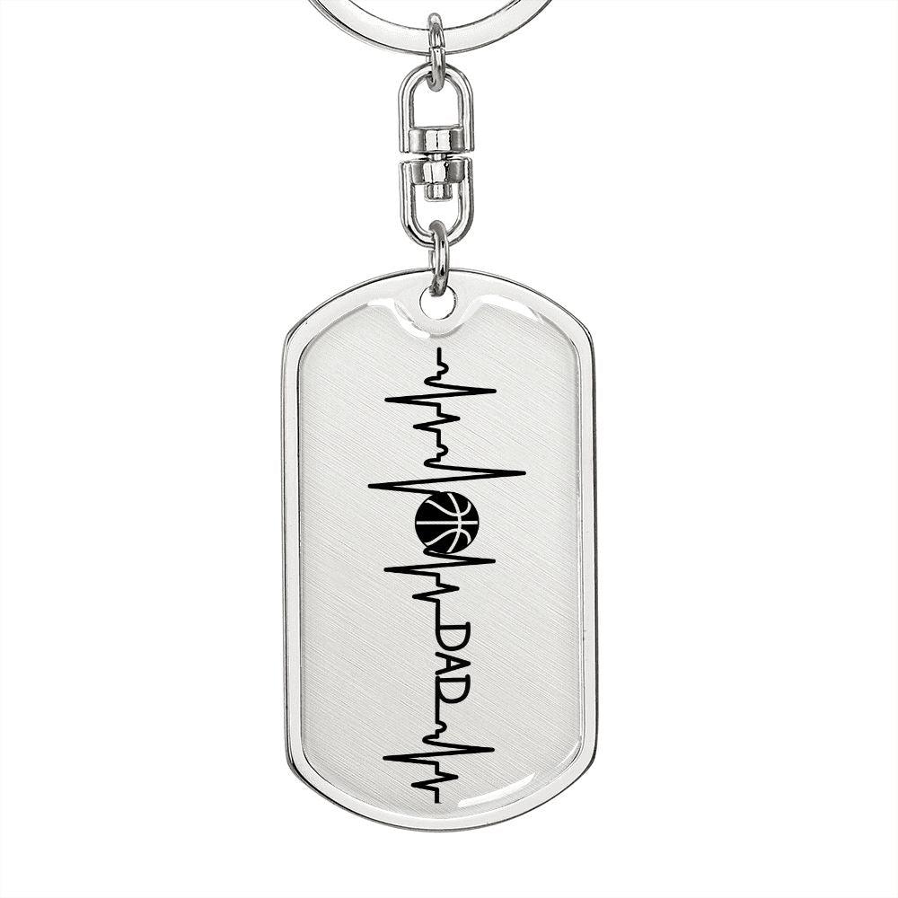 Gift for Dad Basketball Personalized Dog Tag Keychain - Mallard Moon Gift Shop