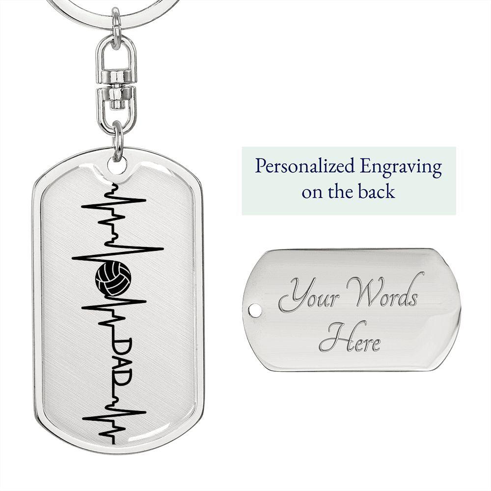 Volleyball Dad Personalized Engraved Dog Tag Keychain - Mallard Moon Gift Shop