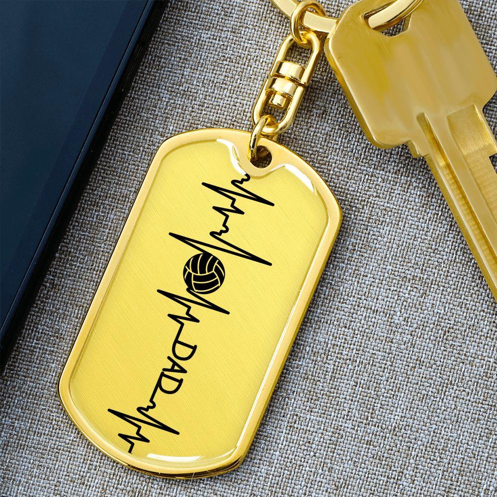 Volleyball Dad Personalized Engraved Dog Tag Keychain - Mallard Moon Gift Shop
