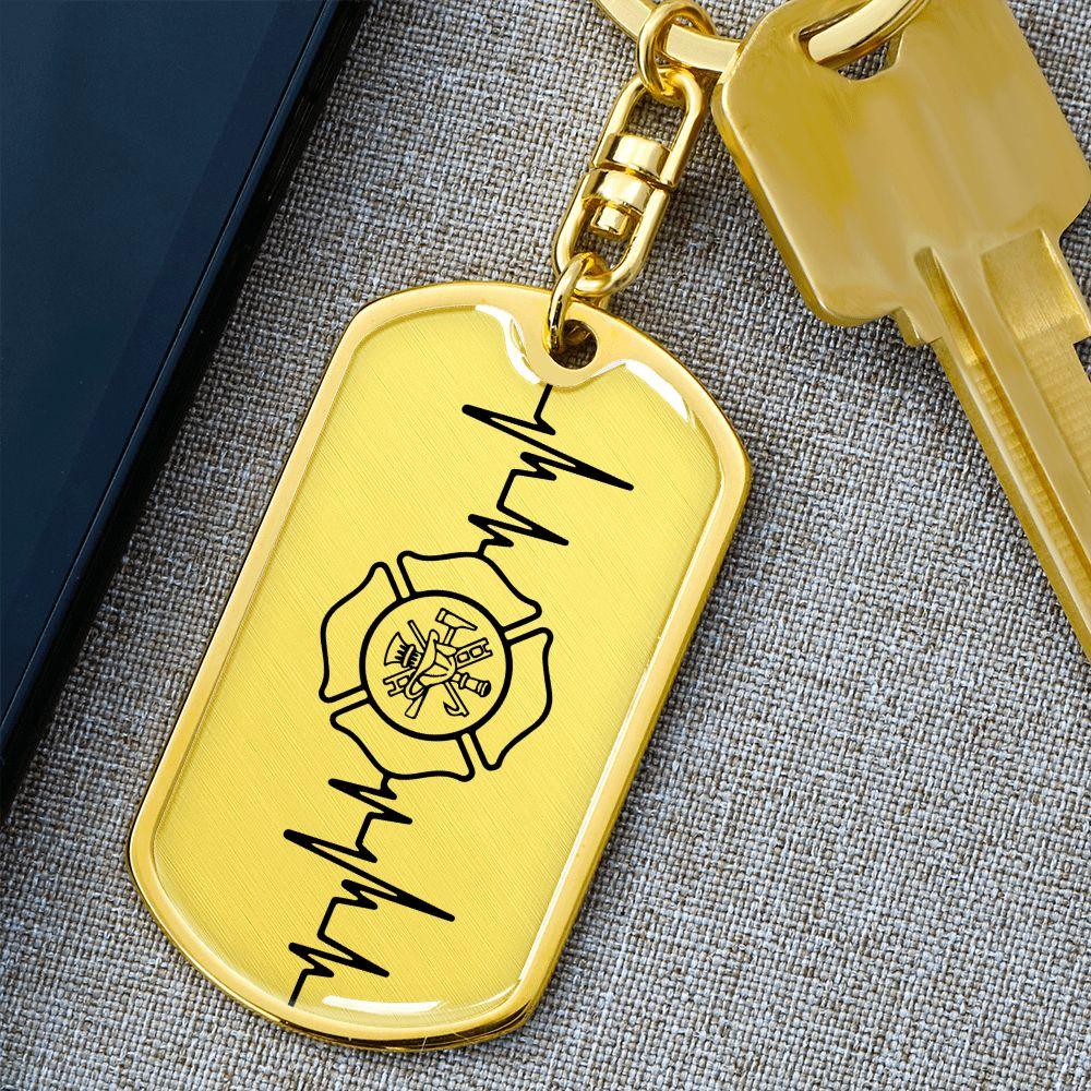 Firefighter Personalized Engraved Dog Tag Keychain - Mallard Moon Gift Shop