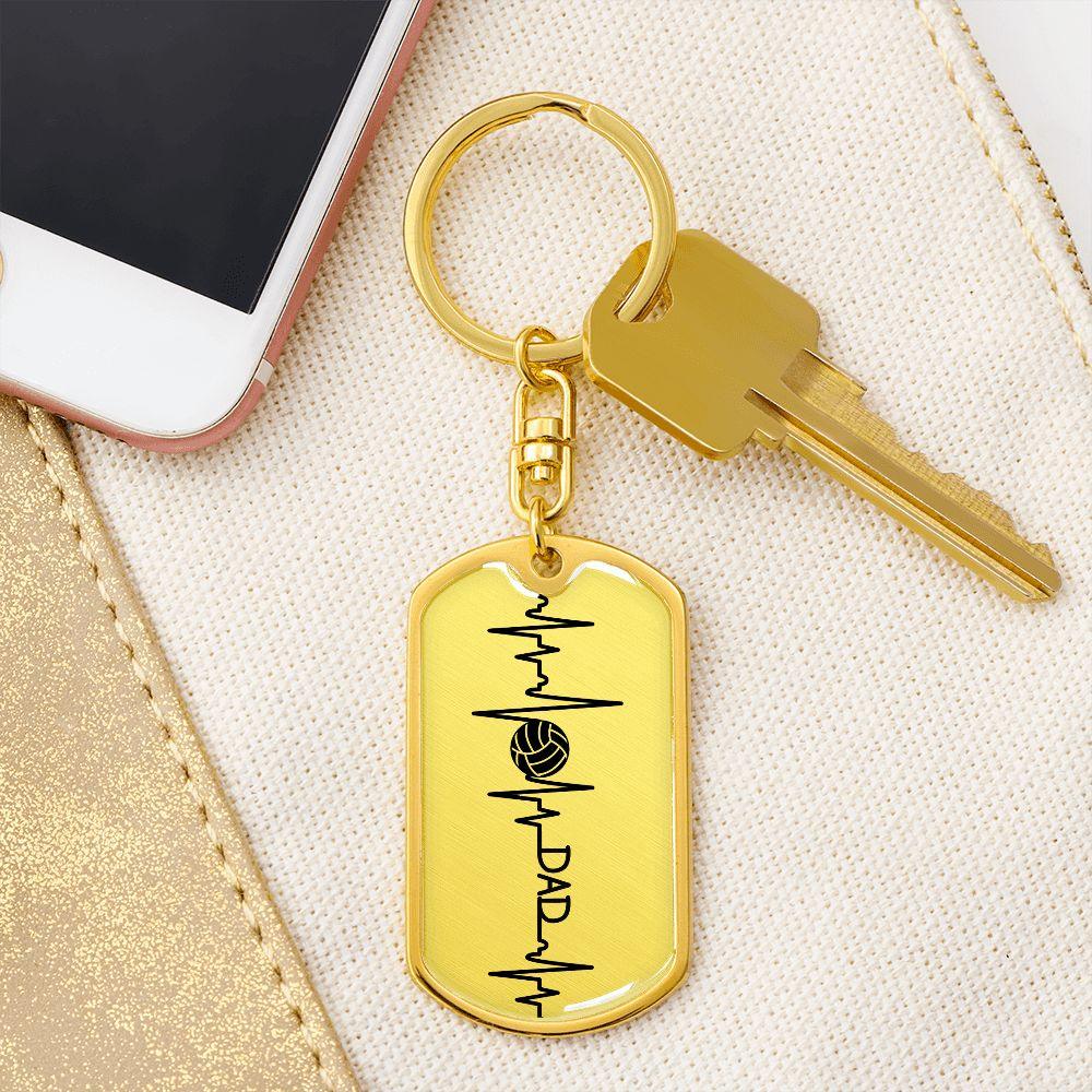 Volleyball Dad Personalized Engraved Dog Tag Keychain - Mallard Moon Gift Shop