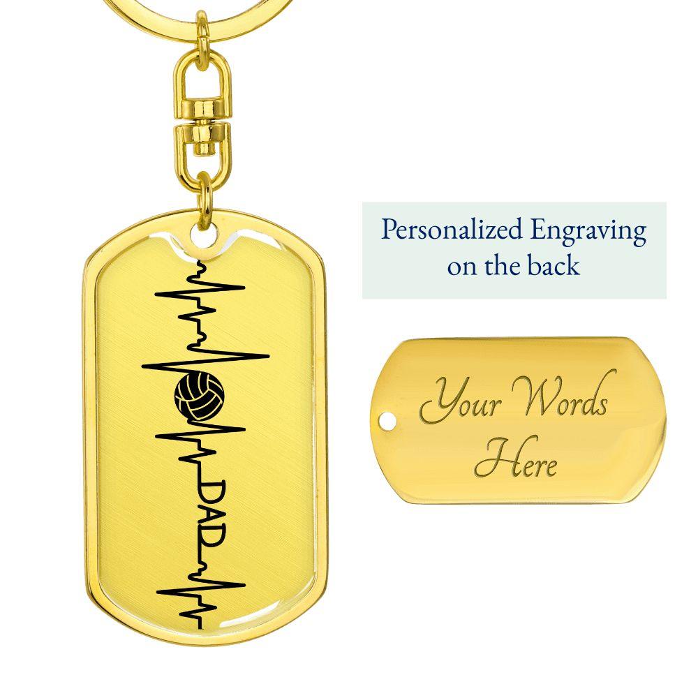 Volleyball Dad Personalized Engraved Dog Tag Keychain - Mallard Moon Gift Shop