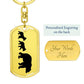 Papa Bear with Two Cubs Personalized Engraved Dog Tag Keychain - Mallard Moon Gift Shop