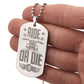 Gift for Biker Ride Or Die Engraved Dog Tag Necklace - Mallard Moon Gift Shop