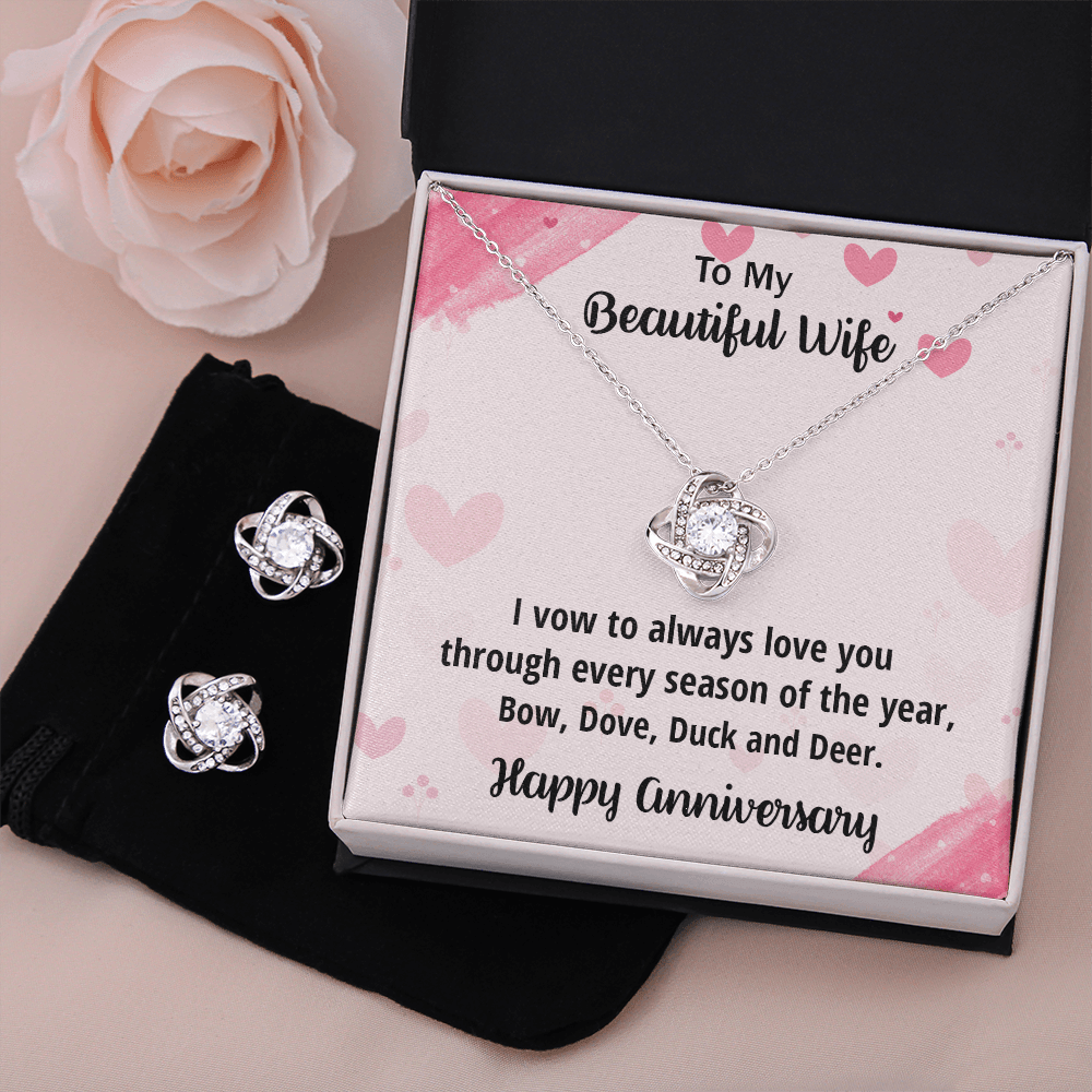 Anniversary Gift for Beautiful Wife from a Hunter Husband CZ Necklace and Earring Set - Mallard Moon Gift Shop