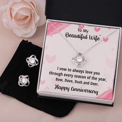 Anniversary Gift for Beautiful Wife from a Hunter Husband CZ Necklace and Earring Set - Mallard Moon Gift Shop