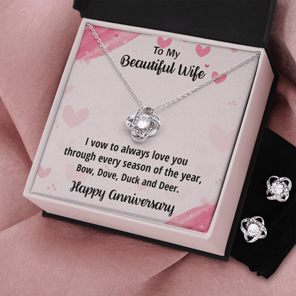 Anniversary Gift for Beautiful Wife from a Hunter Husband CZ Necklace and Earring Set - Mallard Moon Gift Shop