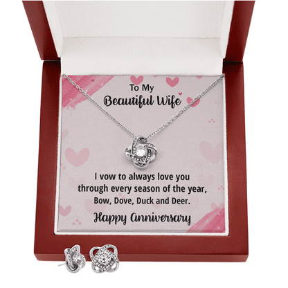 Anniversary Gift for Beautiful Wife from a Hunter Husband CZ Necklace and Earring Set - Mallard Moon Gift Shop