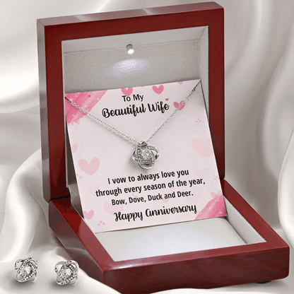Anniversary Gift for Beautiful Wife from a Hunter Husband CZ Necklace and Earring Set - Mallard Moon Gift Shop