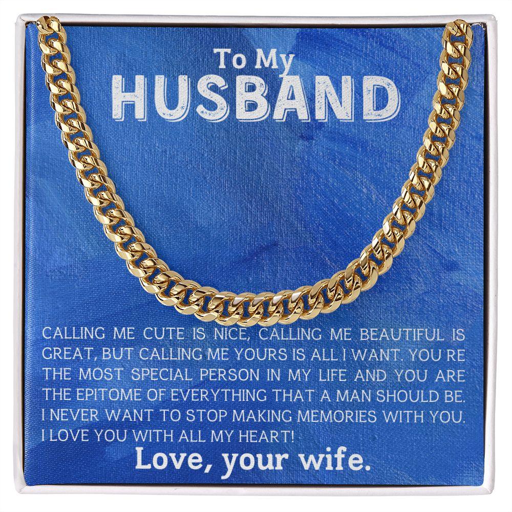 To My Husband - Making Memories - Cuban Link Chain Necklace - Mallard Moon Gift Shop