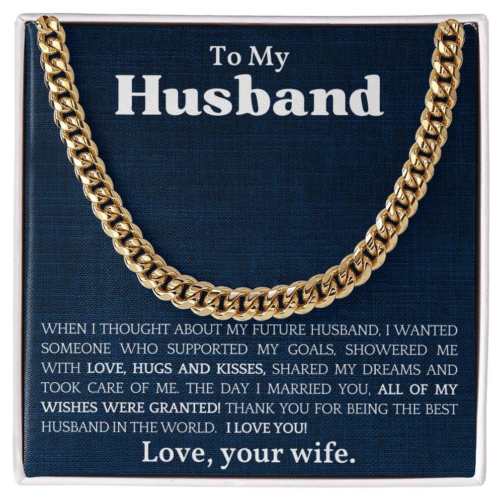 To The Best Husband In The World Cuban Link Chain Necklace - Mallard Moon Gift Shop