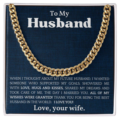 To The Best Husband In The World Cuban Link Chain Necklace - Mallard Moon Gift Shop