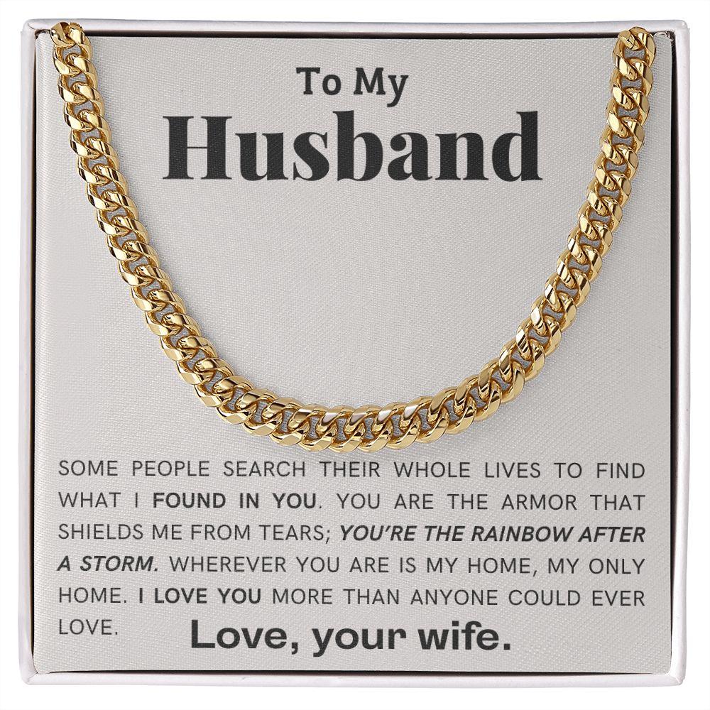 To My Husband - My Armor - Cuban Link Chain Necklace - Mallard Moon Gift Shop
