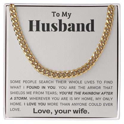 To My Husband - My Armor - Cuban Link Chain Necklace - Mallard Moon Gift Shop