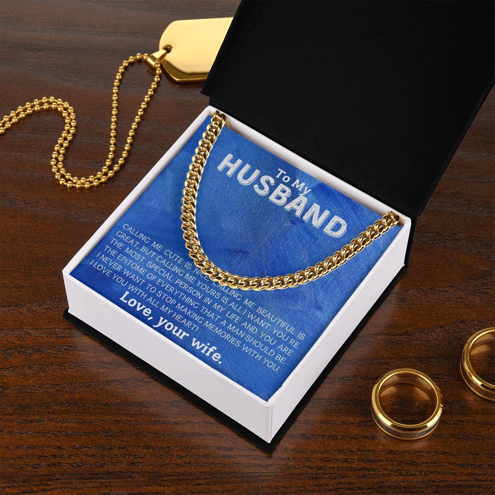 To My Husband - Making Memories - Cuban Link Chain Necklace - Mallard Moon Gift Shop