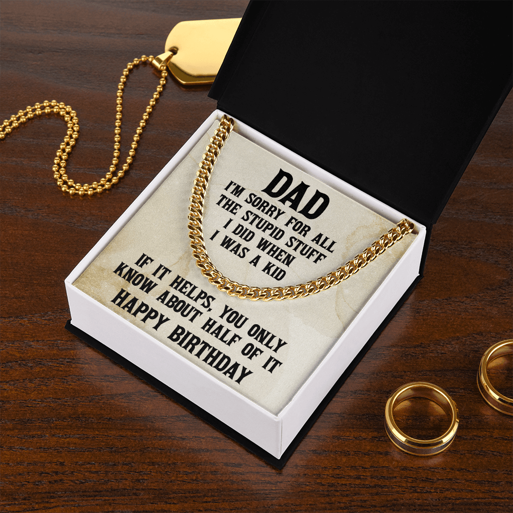 Dad Birthday Funny Cuban Link Chain Necklace - Mallard Moon Gift Shop