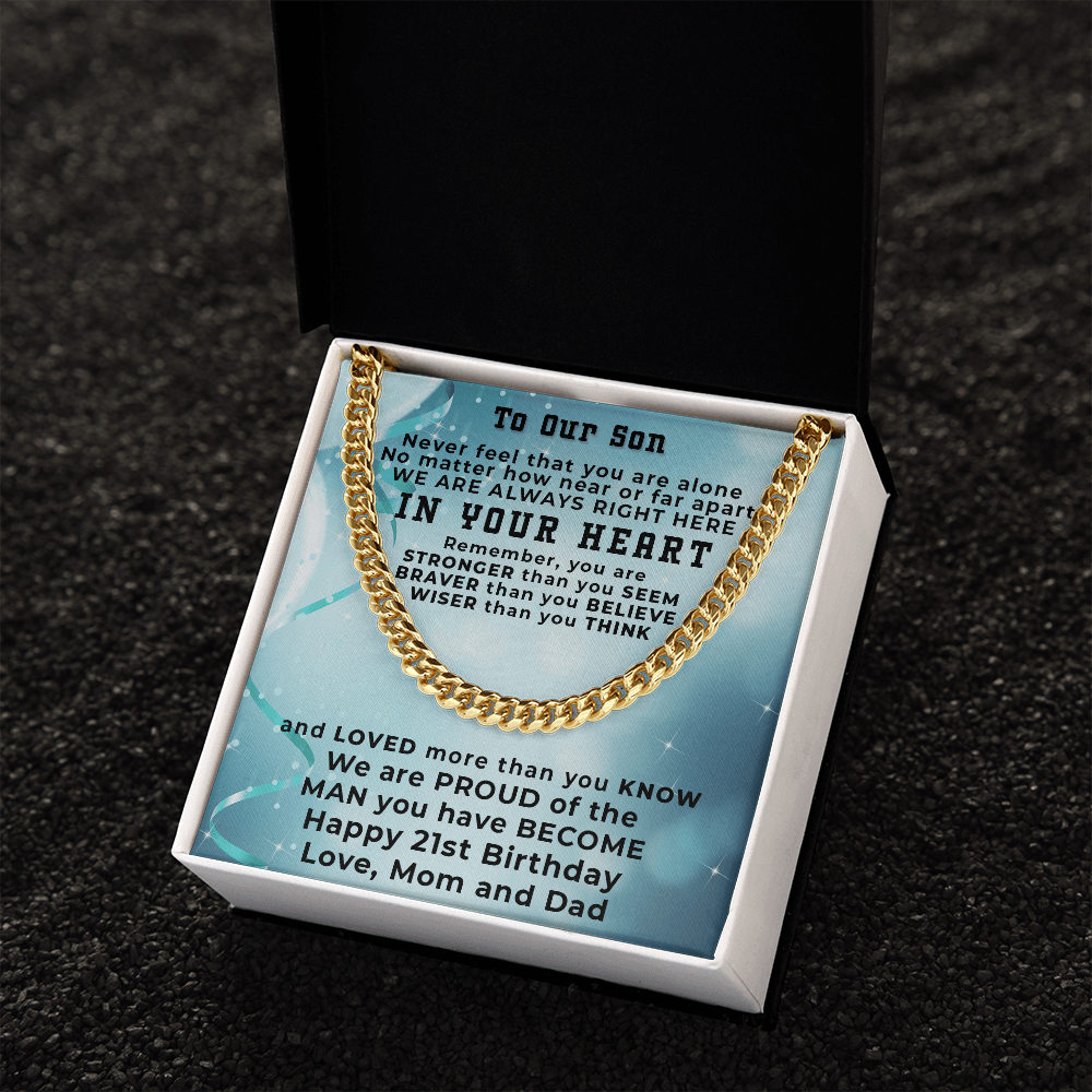 Son 21st Birthday Gift Cuban Link Chain Necklace - Mallard Moon Gift Shop