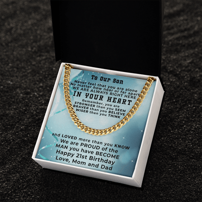 Son 21st Birthday Gift Cuban Link Chain Necklace - Mallard Moon Gift Shop