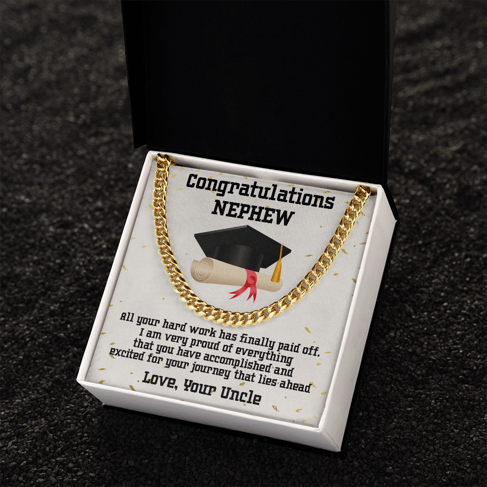 Nephew Graduation Congratulations Class 2022 from Uncle Cuban Chain Link Necklace - Mallard Moon Gift Shop
