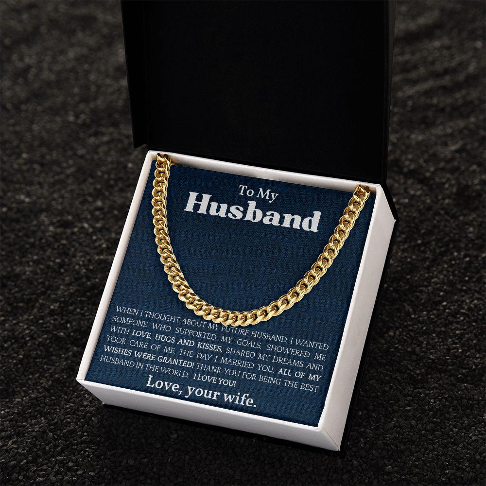 To The Best Husband In The World Cuban Link Chain Necklace - Mallard Moon Gift Shop