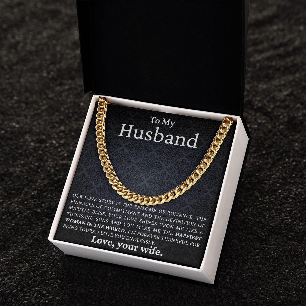 To My Husband - Love You Endlessly - Cuban Link Chain Necklace - Mallard Moon Gift Shop