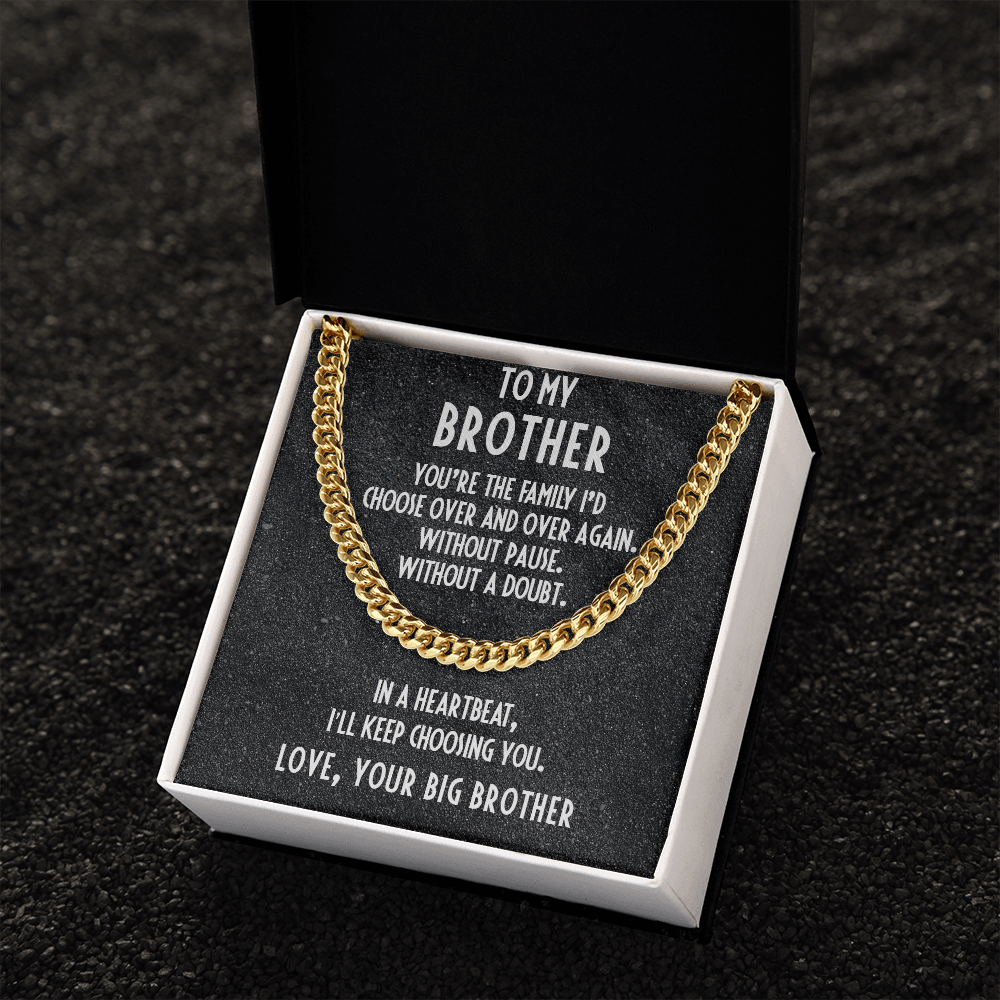 Gift for Brother Love Big Brother Cuban Link Chain Necklace - Mallard Moon Gift Shop