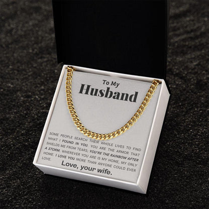 To My Husband - My Armor - Cuban Link Chain Necklace - Mallard Moon Gift Shop