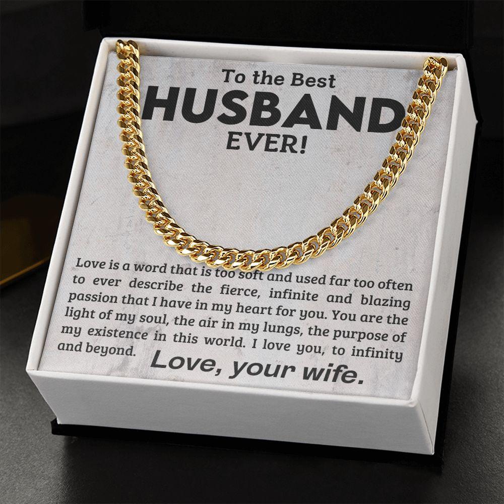 To My Husband -Love You to Infinity and Beyond - Cuban Link Chain Necklace - Mallard Moon Gift Shop