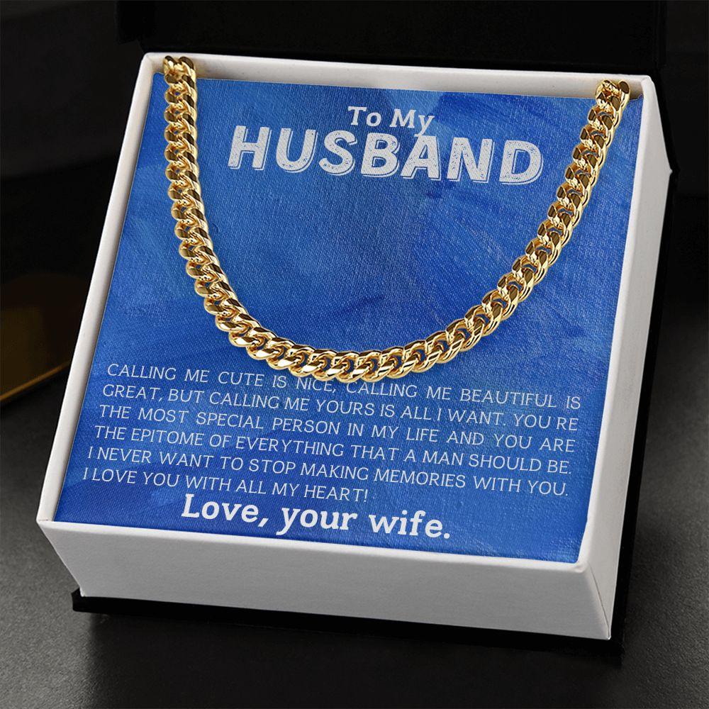To My Husband - Making Memories - Cuban Link Chain Necklace - Mallard Moon Gift Shop