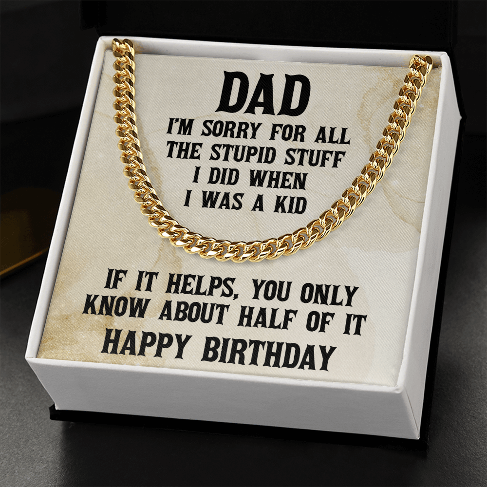 Dad Birthday Funny Cuban Link Chain Necklace - Mallard Moon Gift Shop