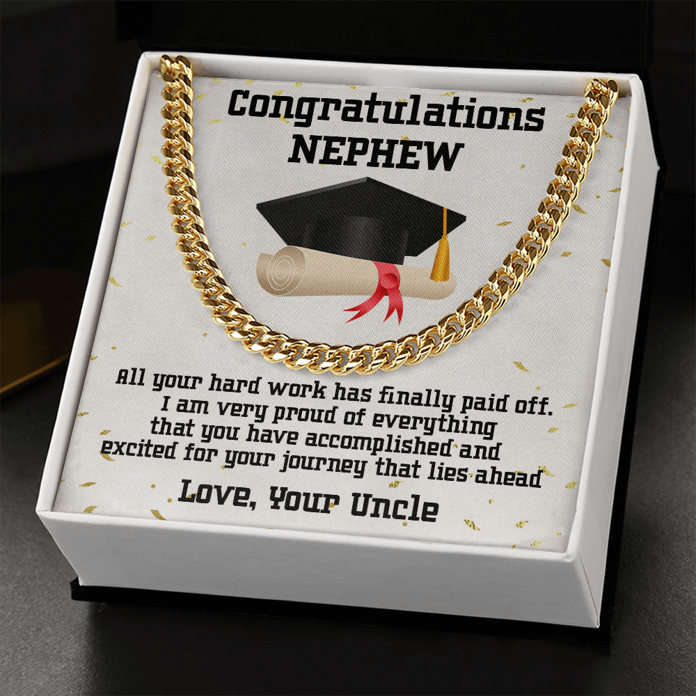 Nephew Graduation Congratulations Class 2022 from Uncle Cuban Chain Link Necklace - Mallard Moon Gift Shop
