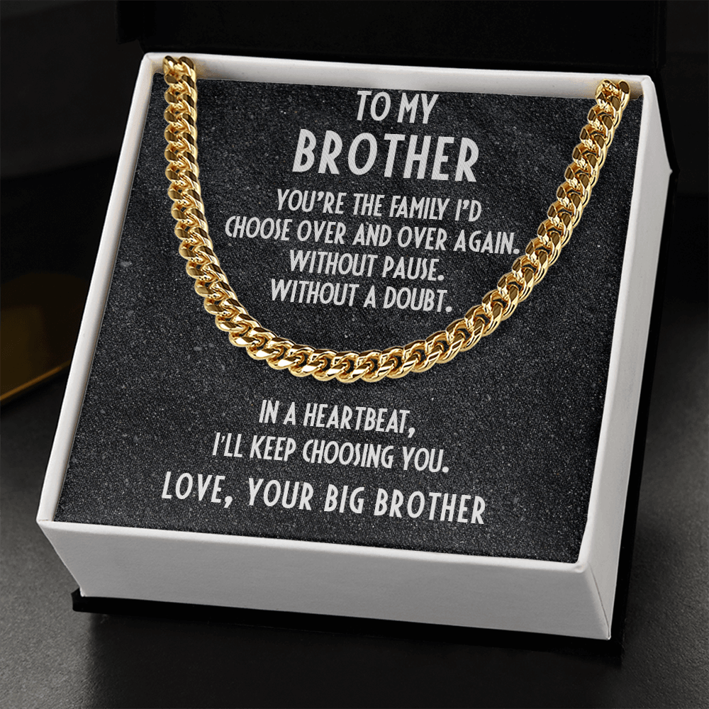 Gift for Brother Love Big Brother Cuban Link Chain Necklace - Mallard Moon Gift Shop