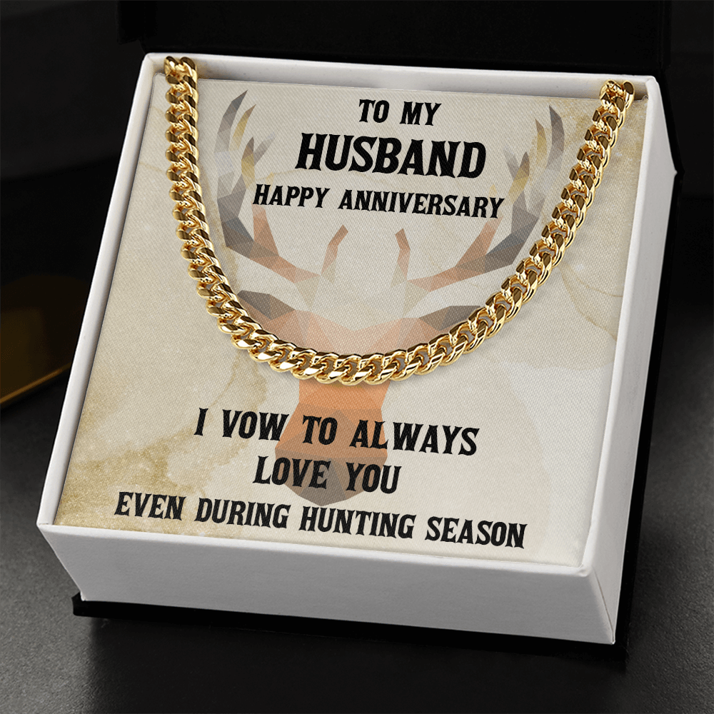 Hunter Husband Anniversary Cuban Chain Link Necklace - Mallard Moon Gift Shop