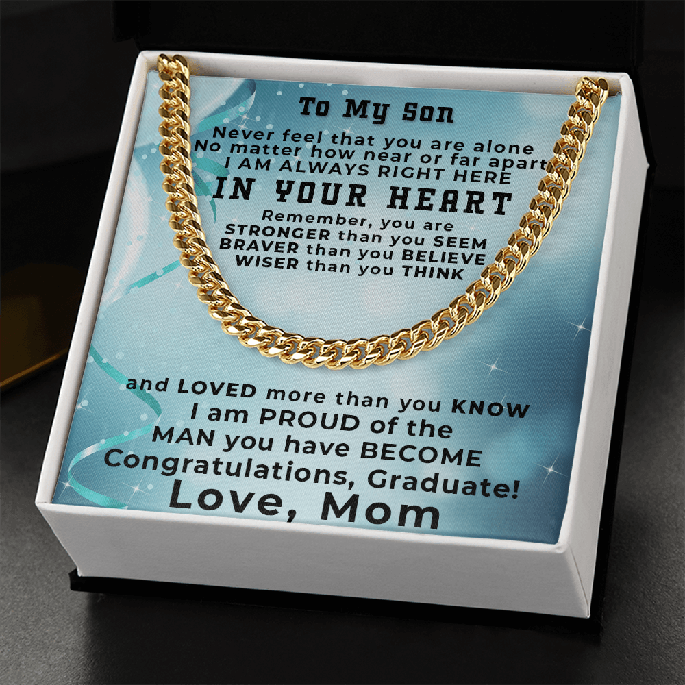 Son Graduation Gift from Proud Mom Cuban Link Chain Necklace - Mallard Moon Gift Shop
