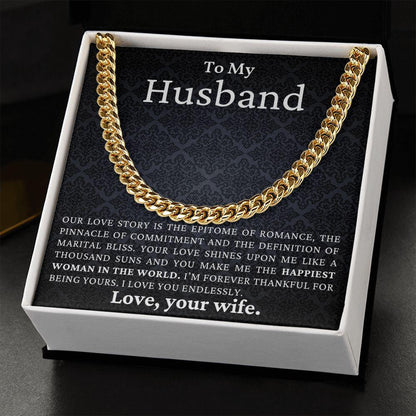 To My Husband - Love You Endlessly - Cuban Link Chain Necklace - Mallard Moon Gift Shop
