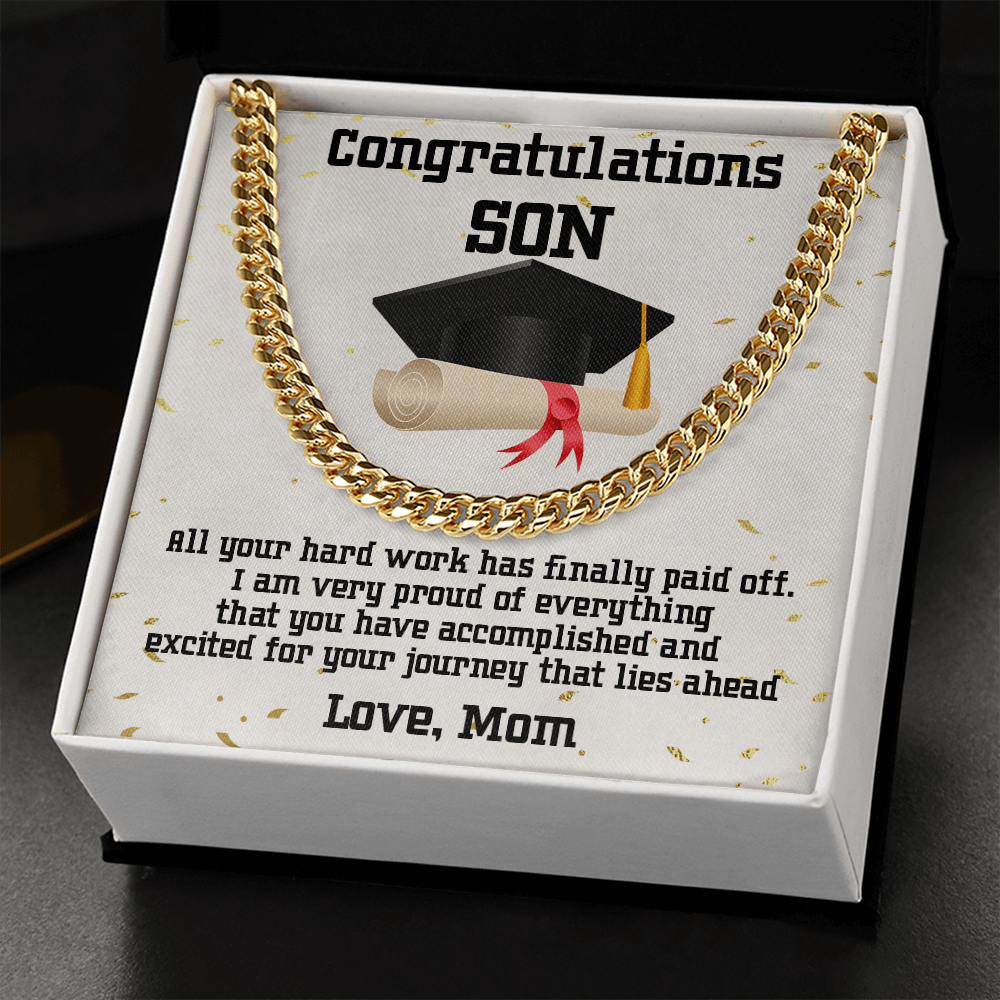 Son Graduation 2022 Congratulations Mom Cuban Link Chain Necklace - Mallard Moon Gift Shop