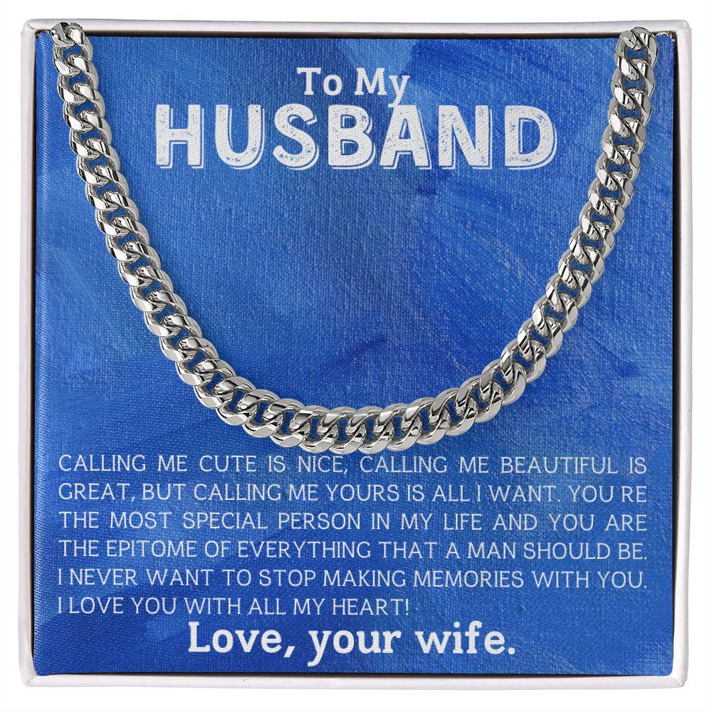 To My Husband - Making Memories - Cuban Link Chain Necklace - Mallard Moon Gift Shop